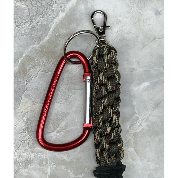 Paracord Braided Keychain Carabiner Key Ring Green Handmade Macrame Swivel Clasp - Picture 3 of 12